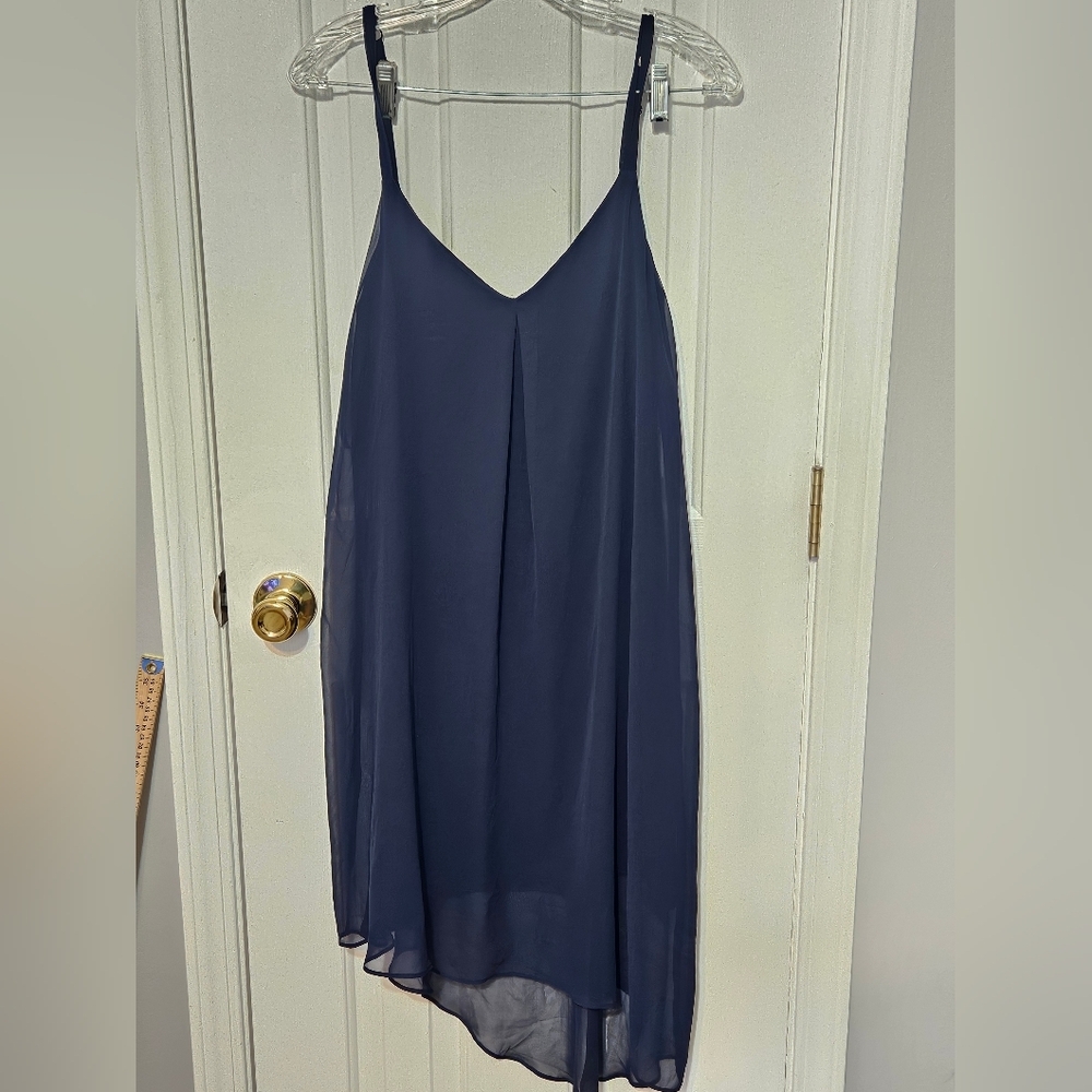 White House Black Market Asymmetrical Navy Dress Size 6